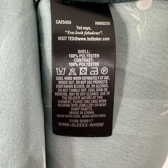 Ted Baker Womens Green Aleexx Floral Wrap Top Blouse Size 8 Medium - Picture 5 of 8